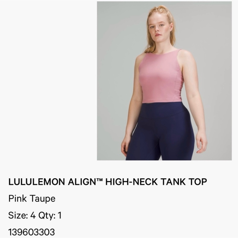 lululemon athletica Align High-Neck Tank Top - Pink Size 4